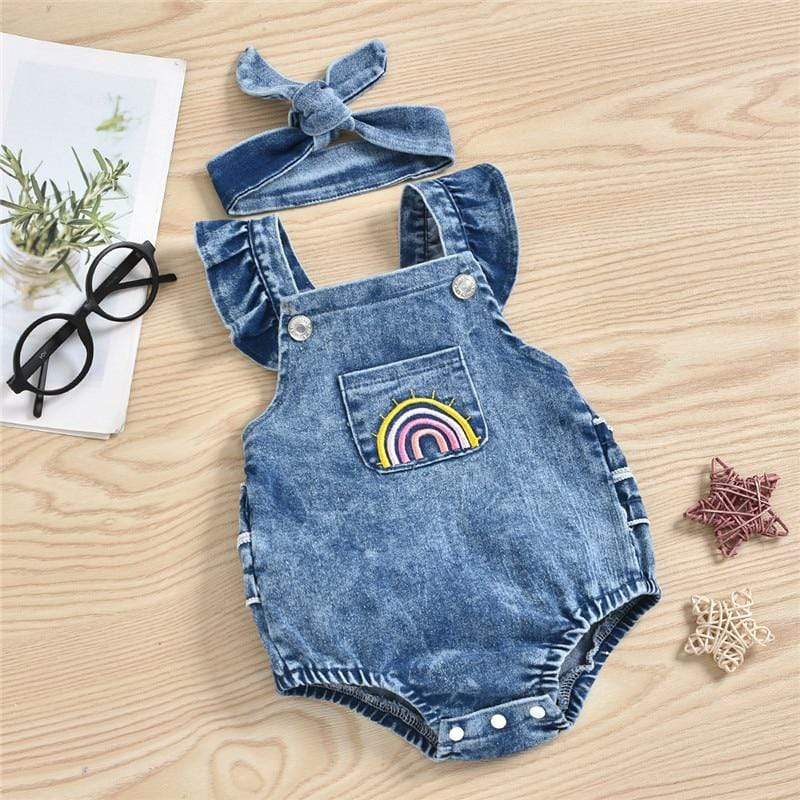 Rainbow Baby Denim Romper