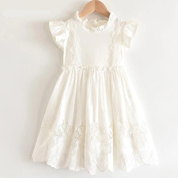Girl's Clothing WHITE / 7T Lace Embroidery Dress