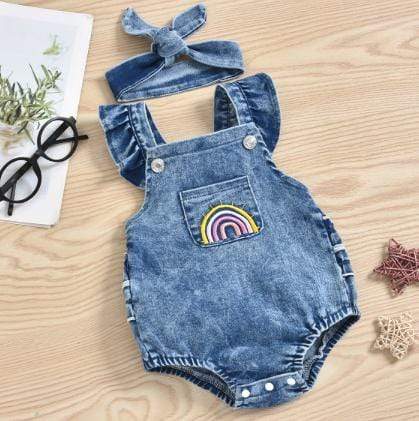 Rainbow Baby Denim Romper